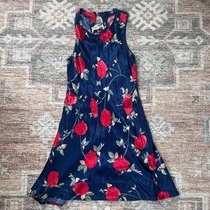 Blue floral satin slip dress
